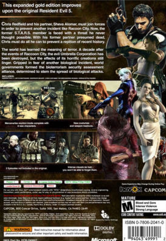 Resident Evil 5 Gold Edition - Microsoft Xbox 360 (Capcom - 2) video game collectible [Barcode 4012160020480] - Main Image 2