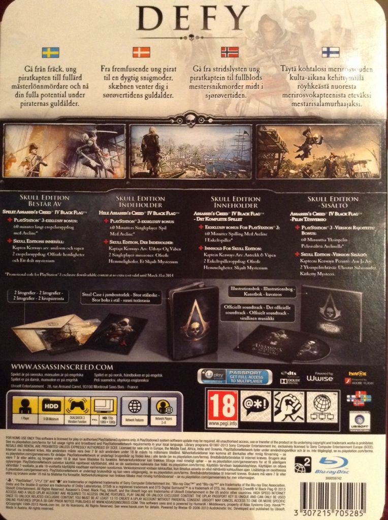 Assassin’s Creed 4: Black Flag Skull Edition - Sony PlayStation 3 (PS3) (Ubisoft - 1-8) video game collectible [Barcode 3307215705285] - Main Image 2