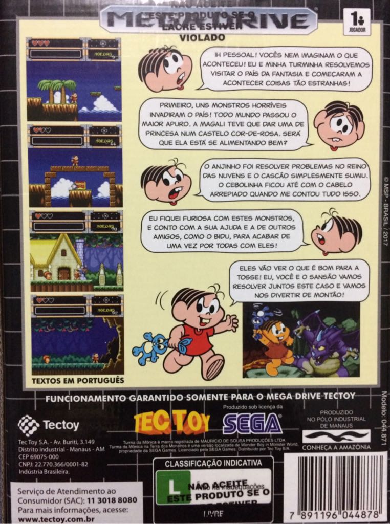 Turma da Mônica na Terra dos Monstros - Sega Mega Drive (Tectoy - 1) video game collectible [Barcode 7891196044878] - Main Image 2
