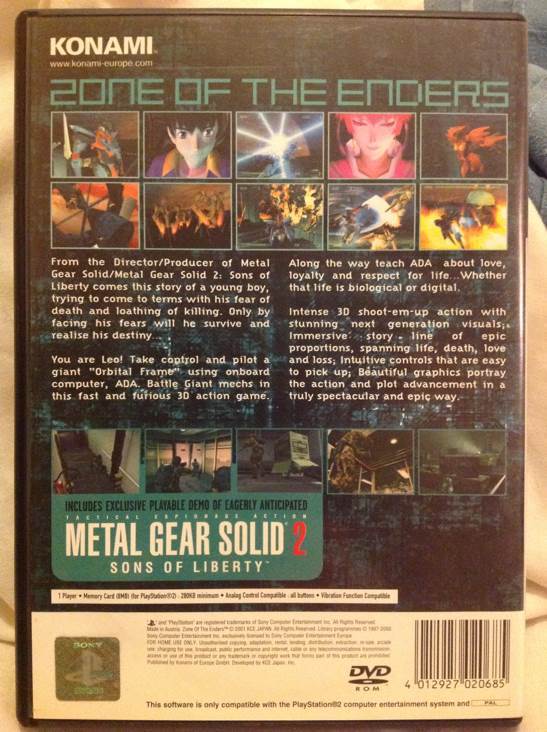 ZONE OF THE ENDERS - Sony PlayStation 2 (PS2) (Konami - 2) video game collectible [Barcode 4012927020685] - Main Image 2