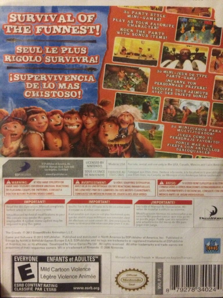 The Croods Prehistoric Party! - Nintendo Wii (Dream Works - 4) video game collectible - Main Image 2