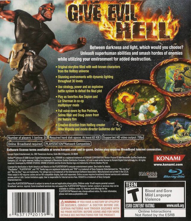 Hellboy: The Science Of Evil - Sony PlayStation 3 (PS3) (Konami - 1) video game collectible [Barcode 083717201755] - Main Image 2