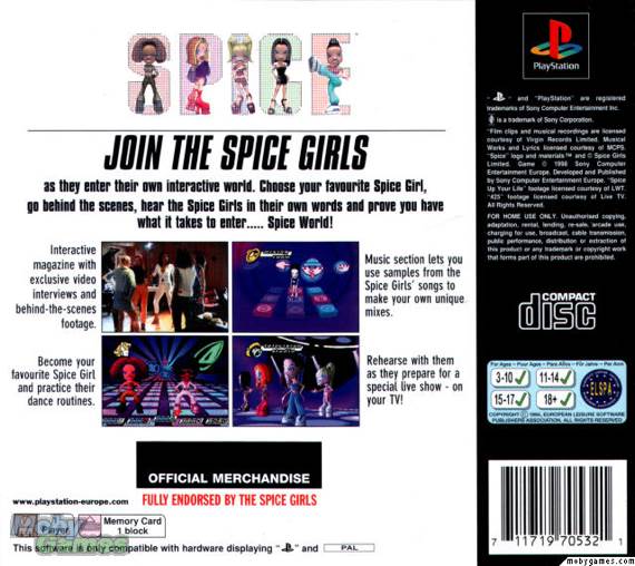 Spice World - Sony PlayStation (Sony Computer Entertainment - 1) video game collectible [Barcode 711719705321] - Main Image 2