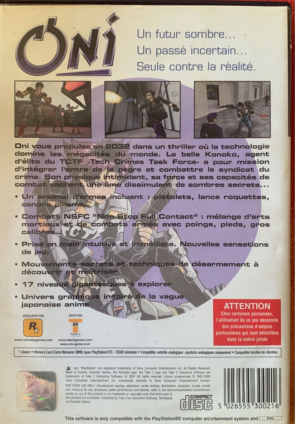 Oni - Sony PlayStation 2 (PS2) (1) video game collectible [Barcode 5026555300216] - Main Image 2