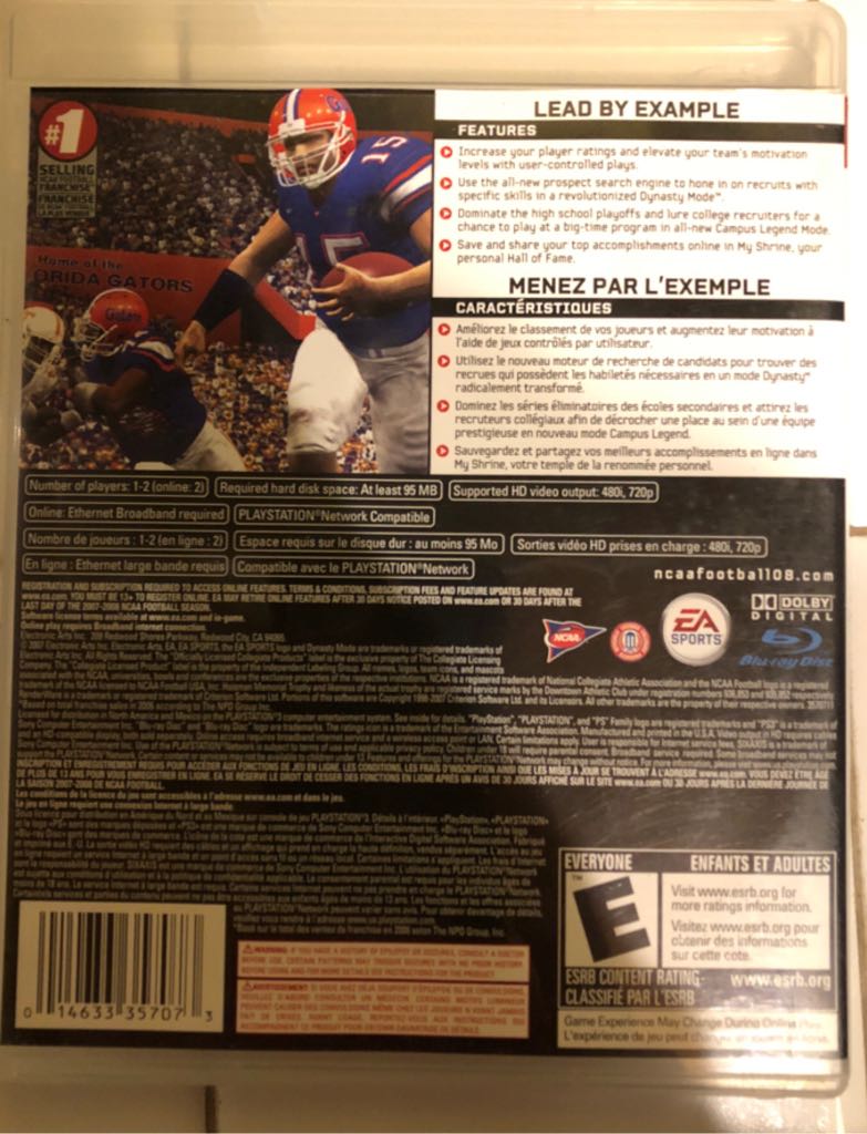 NCAA Football 08 - Sony PlayStation 3 (PS3) (2) video game collectible [Barcode 014633357073] - Main Image 2