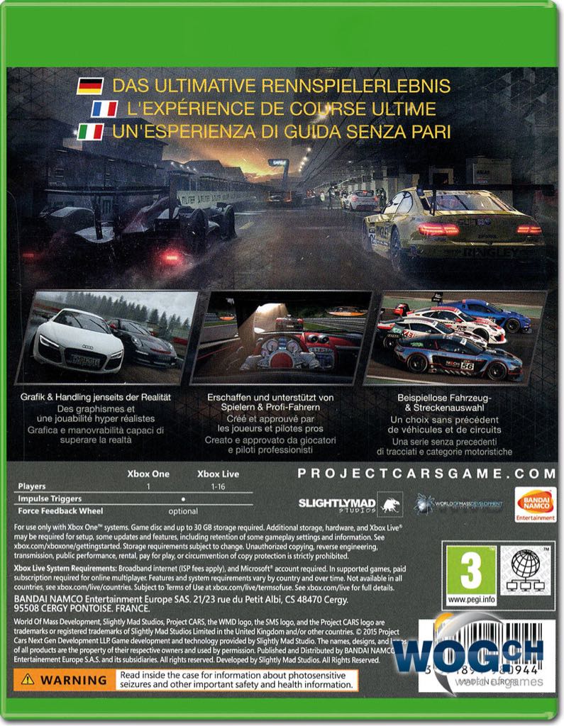 Project Cars - Microsoft Xbox One (Slightly Mad Studios - 1) video game collectible [Barcode 722674220118] - Main Image 2