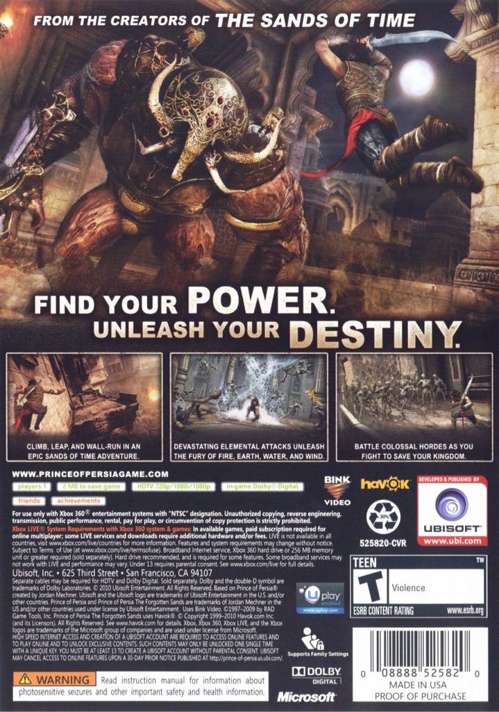Prince Of Persia 1 The Sands Of Time - Microsoft Xbox (Ubisoft Montreal - 1) video game collectible [Barcode 3307210146465] - Main Image 2