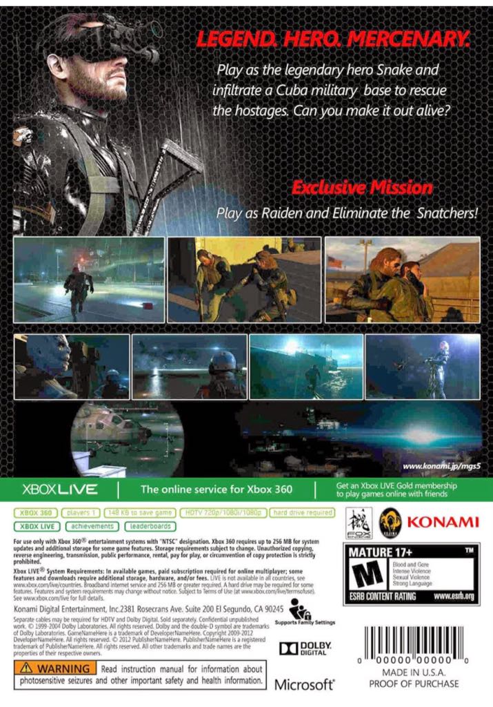 Metal Gear Solid V: Ground Zeroes - Sony PlayStation 4 (PS4) (Konami - 1) video game collectible [Barcode 07801068] - Main Image 2