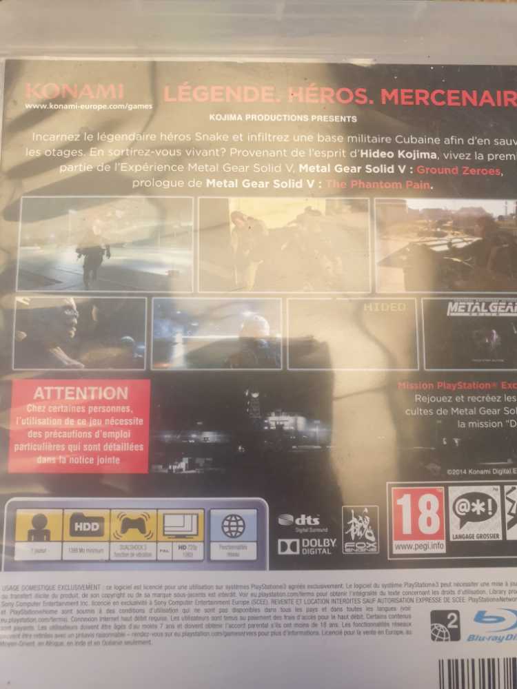Metal Gear Solid V: Ground Zeroes - Sony PlayStation 3 (PS3) (Konami - 1) video game collectible [Barcode 4012927056776] - Main Image 2
