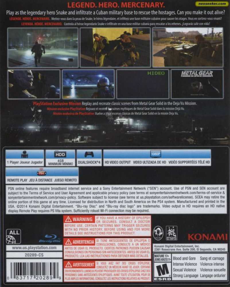 Metal Gear Solid V: Ground Zeroes - Sony PlayStation 4 (PS4) (Konami - 1-16) video game collectible - Main Image 2