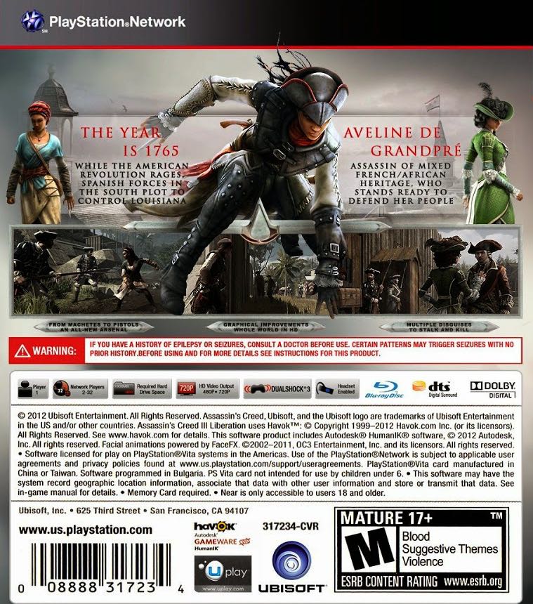 Assassin’s Creed Liberation HD - Sony PlayStation 3 (PS3) (Ubisoft - 1) video game collectible - Main Image 2
