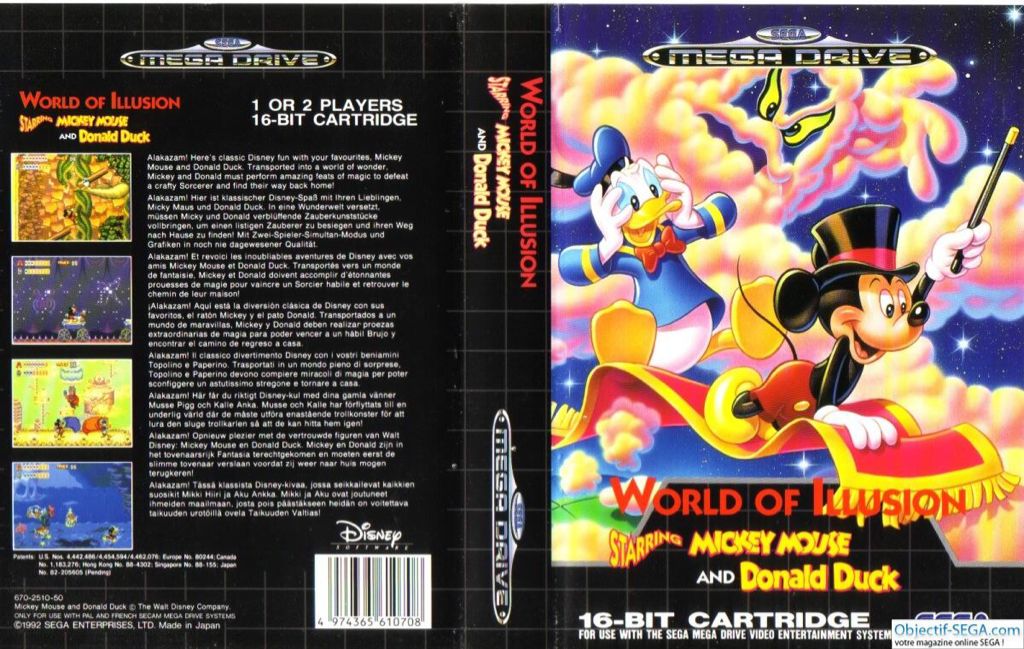 World of Illusion: Starring Mickey Mouse and Donald Duck - Sega Genesis (Mega Drive) (Sega - 1-2) video game collectible [Barcode 4974365638054] - Main Image 2