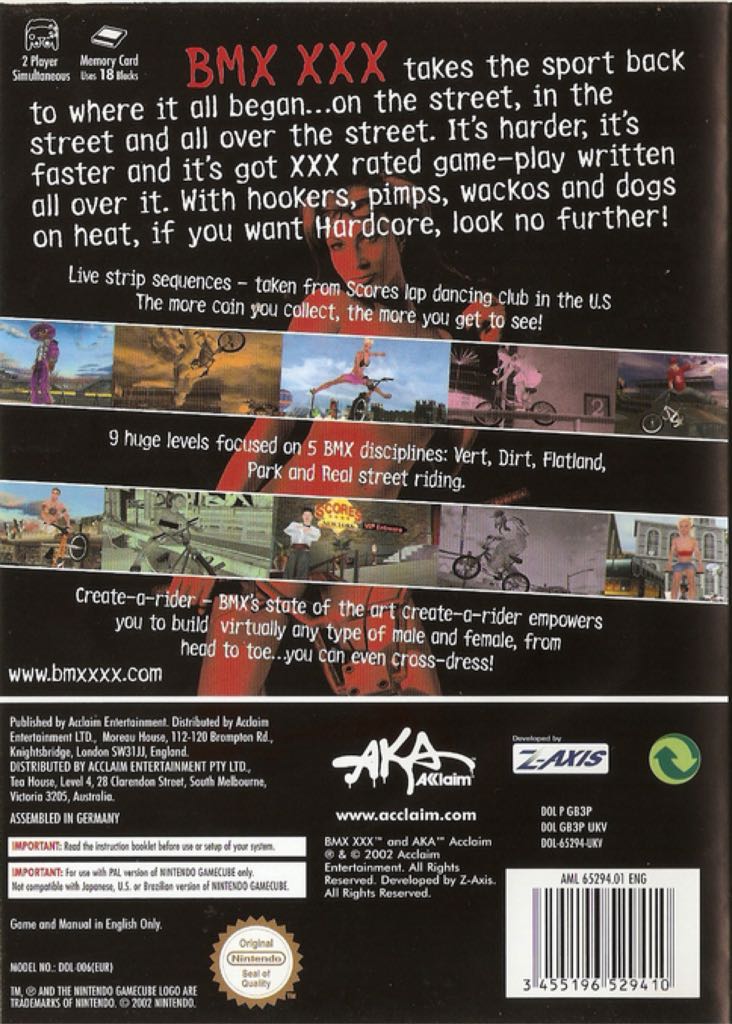 Nintendo Game Cube BMX XXX - Nintendo GameCube (Acclaim Entertainment - 2) video game collectible [Barcode 021481652946] - Main Image 2