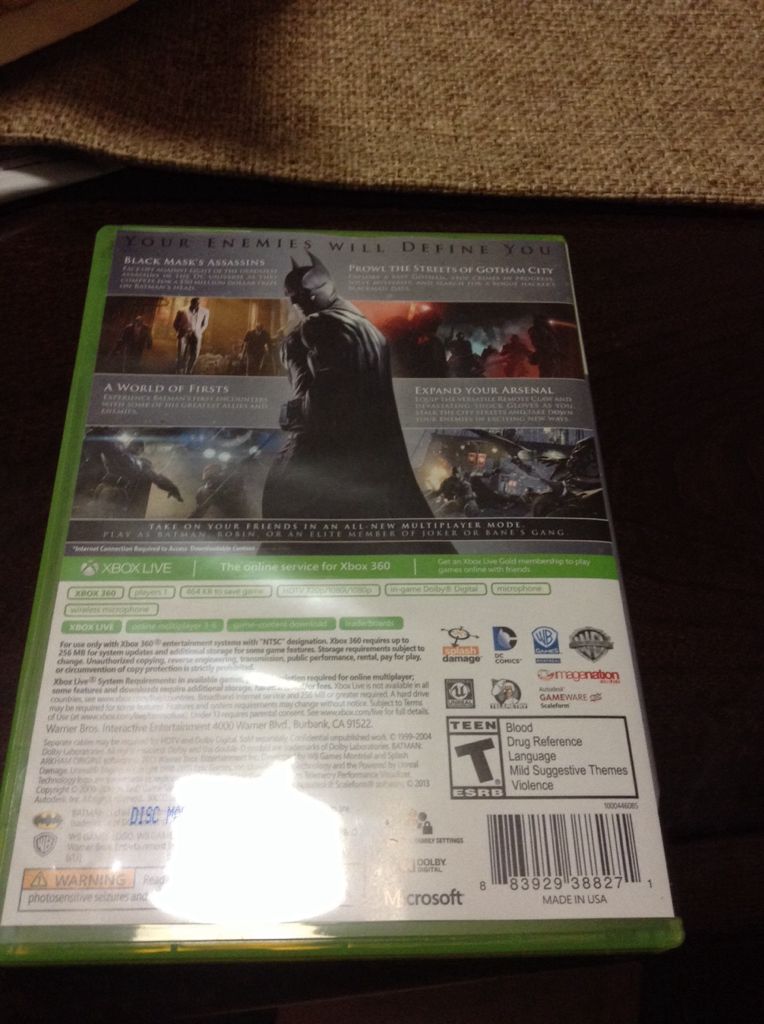 Batman: Arkham Orgins - Microsoft Xbox 360 (WB Games Montreal - 3-8) video game collectible [Barcode 883929388271] - Main Image 2