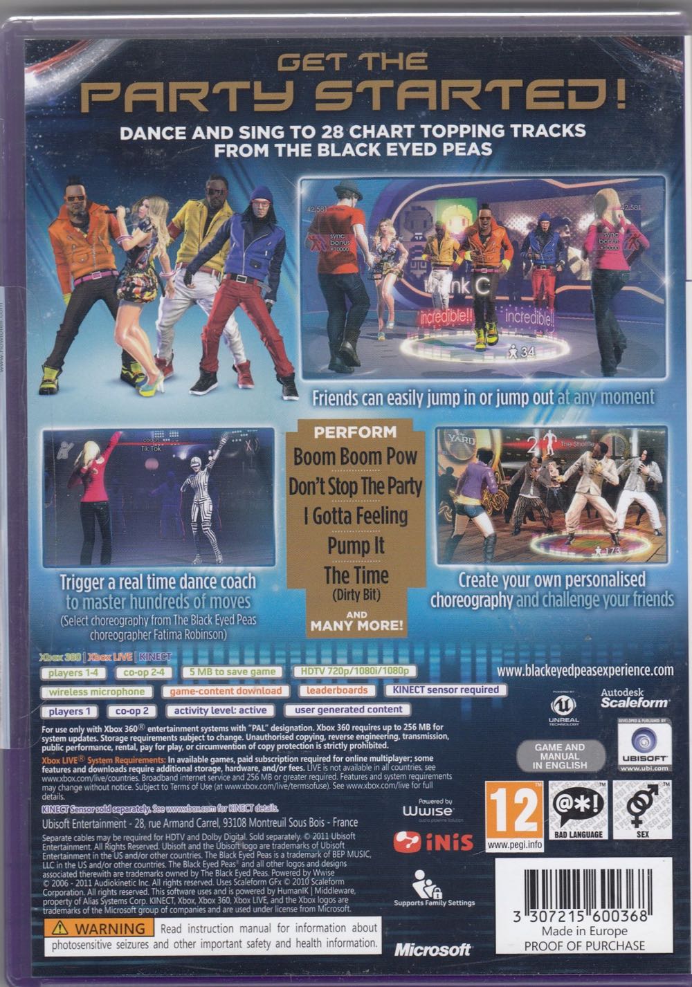 The Black Eyed Peas Experience Microsoft Xbox 360 Kinect Spiel - Microsoft Xbox 360 (Ubisoft - 1-4) video game collectible [Barcode 3307215616406] - Main Image 2