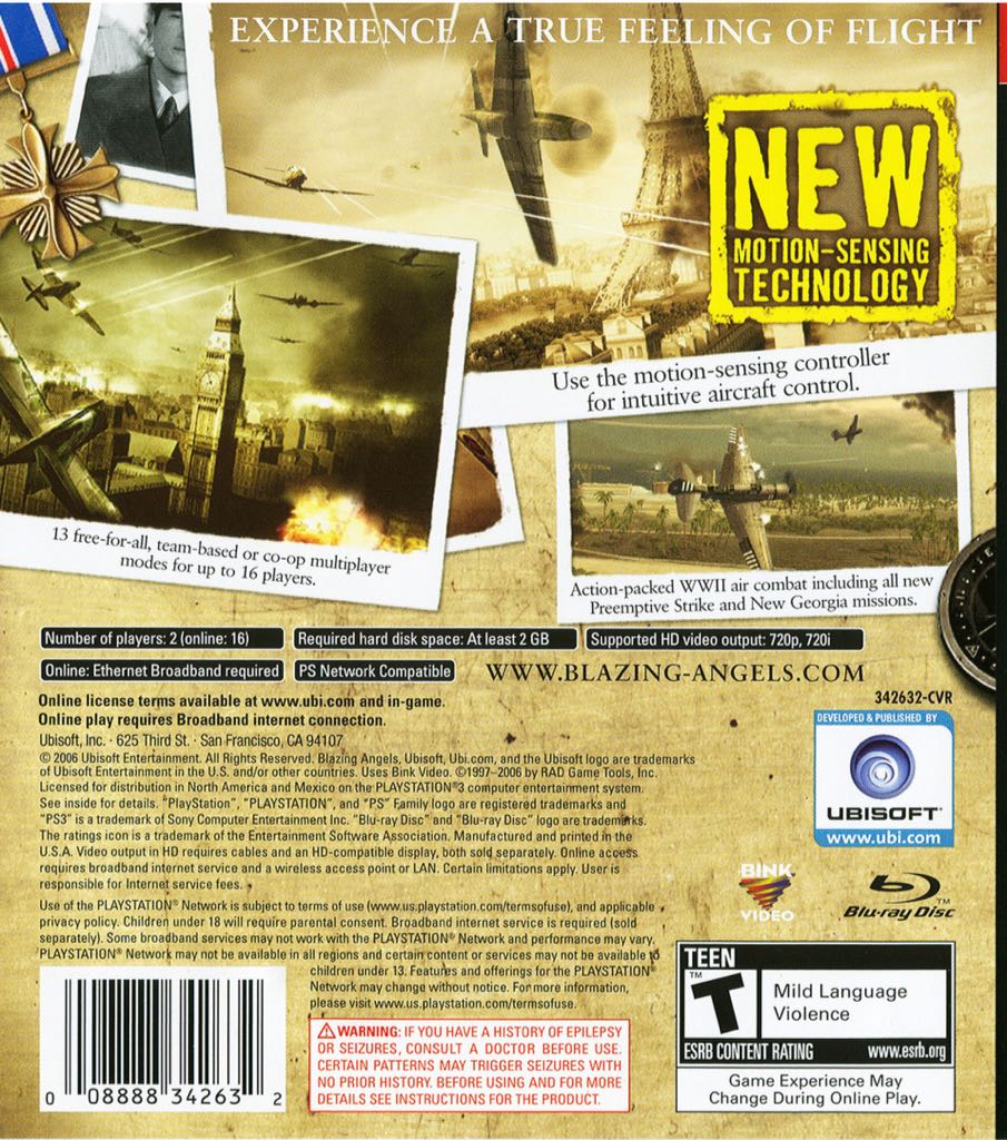 Blazing Angels: Squadrons of W - Sony PlayStation 3 (PS3) (Ubisoft - 2) video game collectible [Barcode 008222342632] - Main Image 2