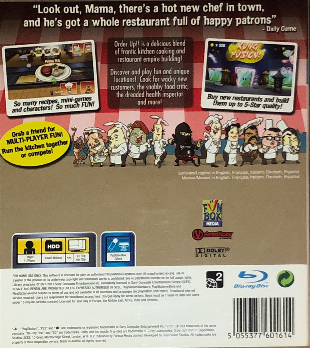 Order Up!! - Sony PlayStation 3 (PS3) (Funbox Media - 1-2) video game collectible [Barcode 5055377601614] - Main Image 2