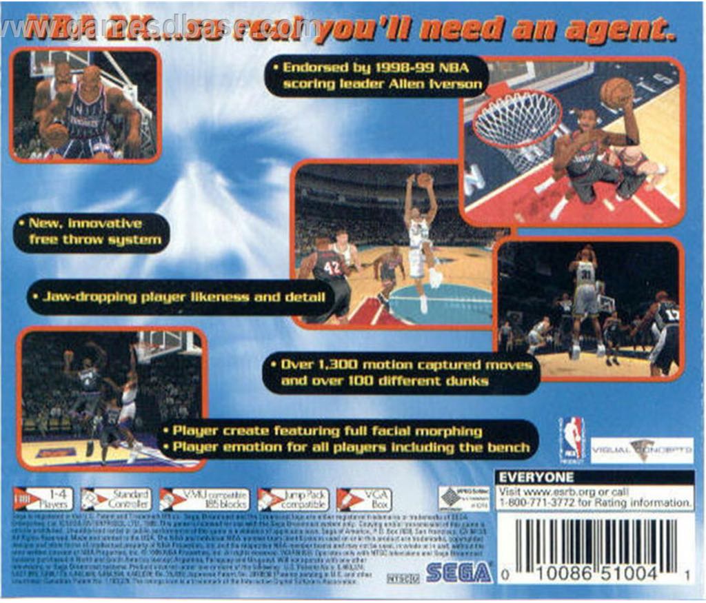 NBA 2K - Sega Dreamcast (Sega - 1-4) video game collectible [Barcode 0010086510041] - Main Image 2