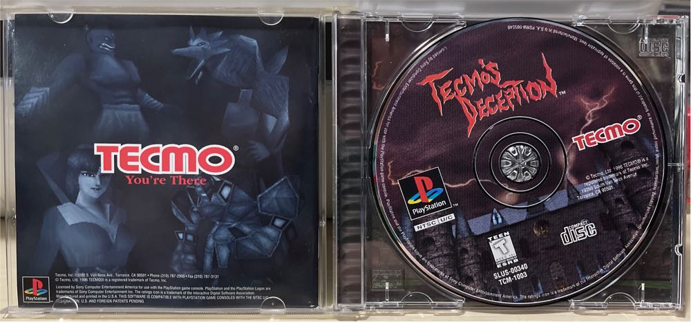 Tecmo’s Deception: Invitation to Darkness - Sony PlayStation (Tecmo - 1) video game collectible [Barcode 018946010038] - Main Image 3