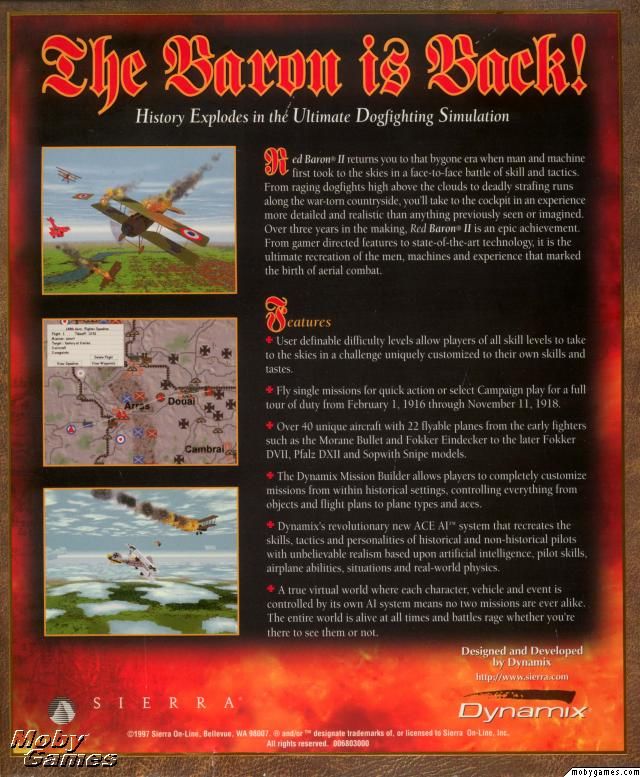 Red Baron II - PC (Sierra On-Line - 1) video game collectible [Barcode 020626836807] - Main Image 2