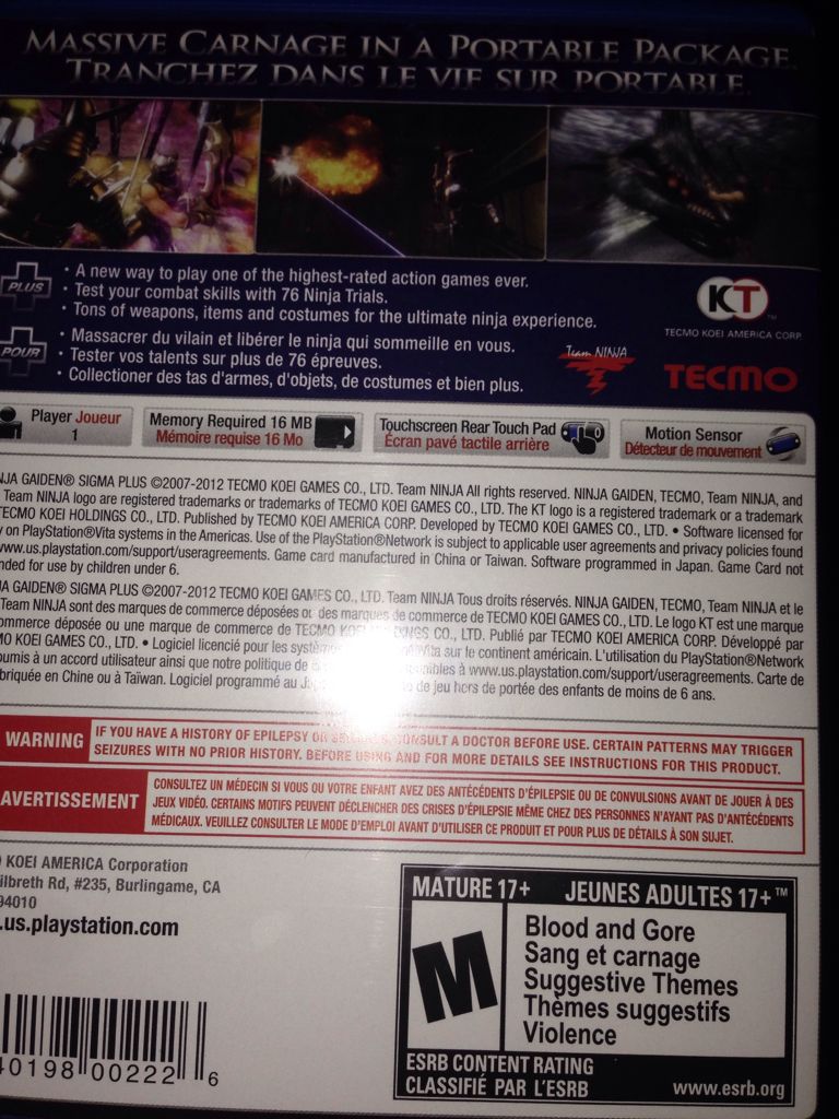 NINJA GAIDEN Σ PLUS - Sony PlayStation Vita (PS Vita) (Tecmo) video game collectible - Main Image 2