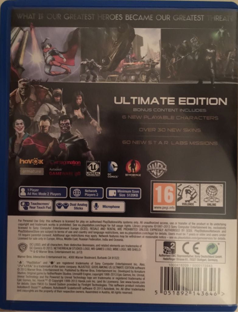 Injustice: Gods Among Us - Ultimate Edition - Sony PlayStation Vita (PS Vita) (Warner Bros Games - 1) video game collectible [Barcode 5051892143646] - Main Image 2