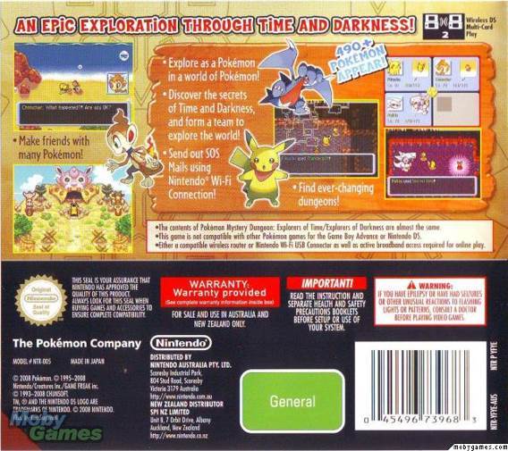 Pokémon - Mystery Dungeon: Explorers of Darkness - Nintendo DS (Nintendo - 1) video game collectible [Barcode 045496467166] - Main Image 2