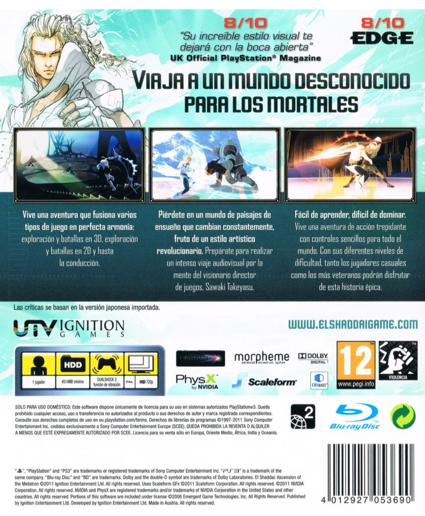 El Shaddai : Ascension Of The Metatron - Sony PlayStation 3 (PS3) (Ignition Entertainment - 1) video game collectible [Barcode 4012927053683] - Main Image 2
