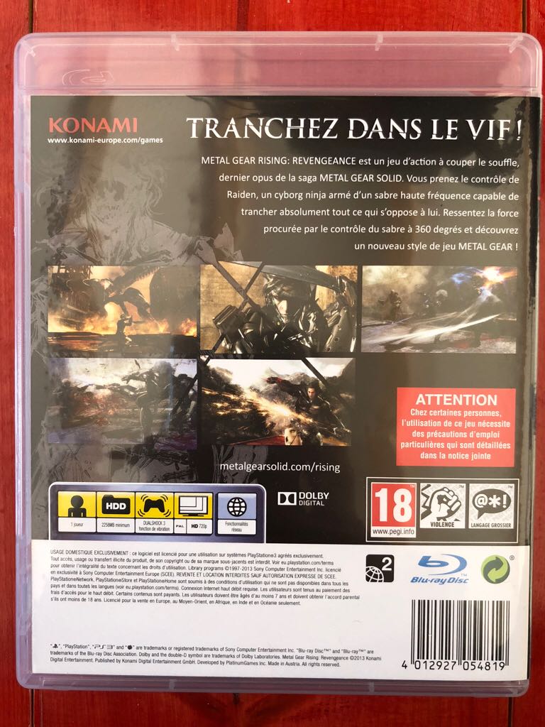 Metal Gear Rising: Revengeance PS3 - Sony PlayStation 3 (PS3) (Konami - 1) video game collectible [Barcode 4012927054819] - Main Image 2