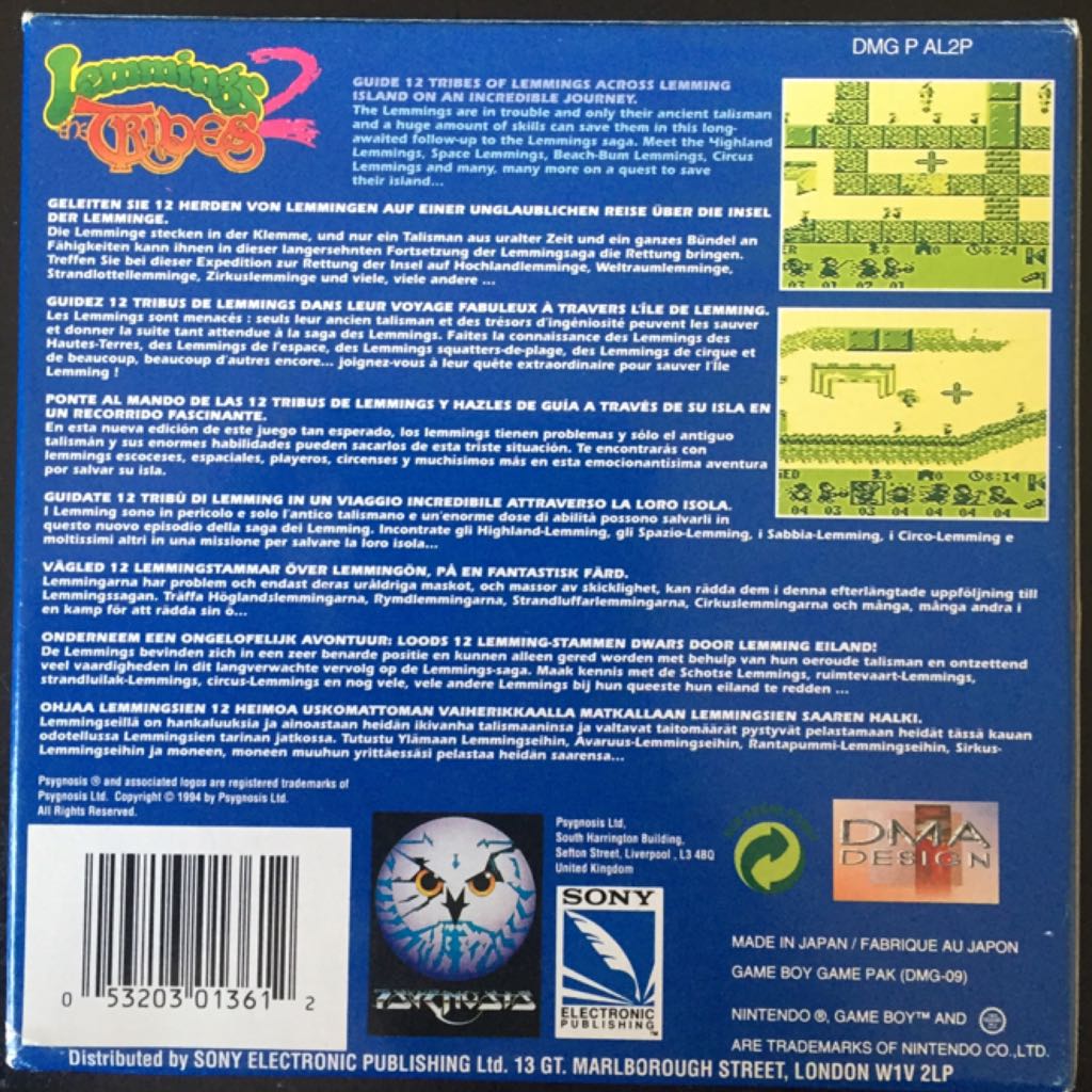 Lemmings 2 the tribes - Nintendo Game Boy (Psygnosis Ltd.) video game collectible [Barcode 053203013612] - Main Image 2