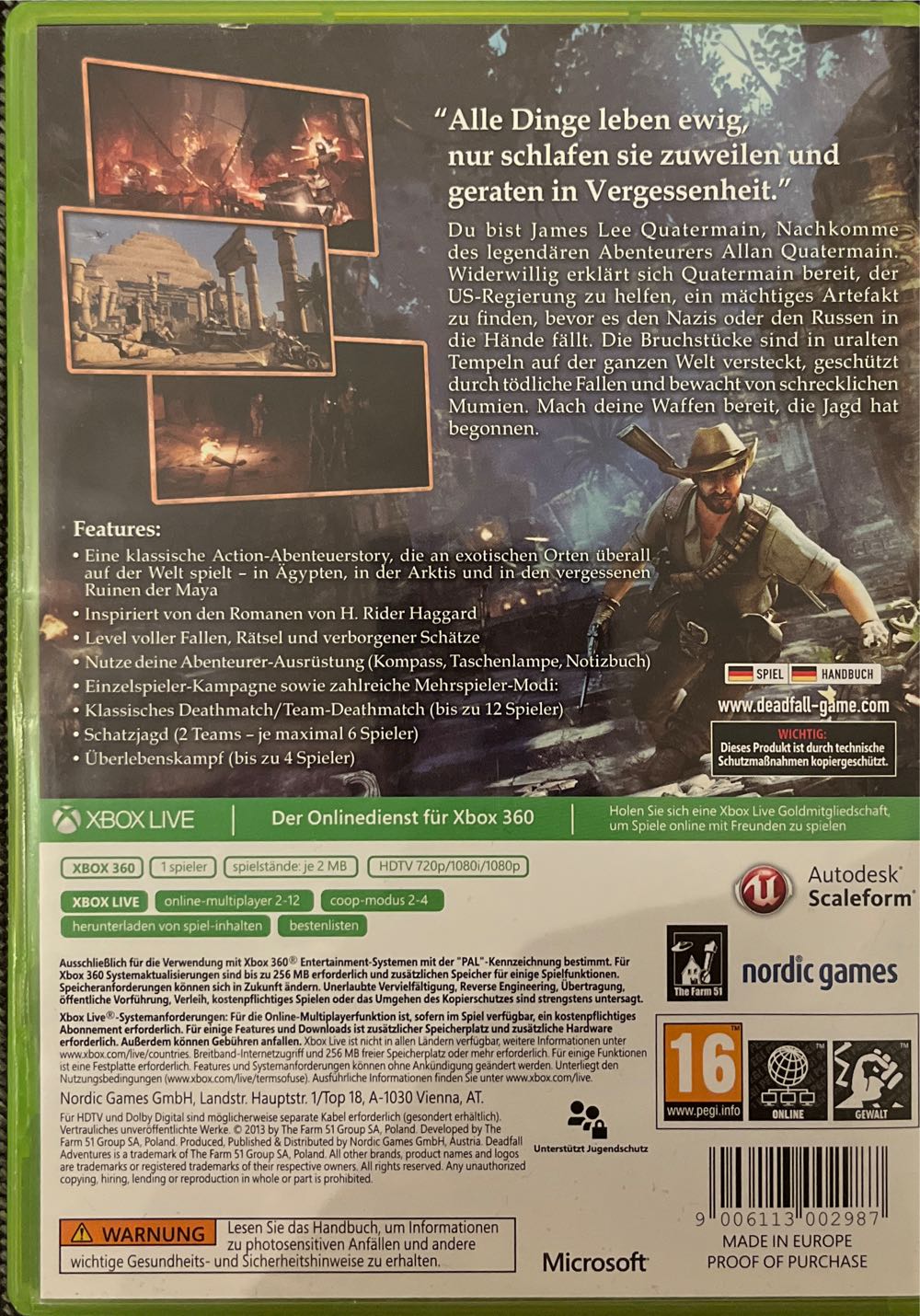 Deadfall Adventures - Microsoft Xbox 360 video game collectible - Main Image 2