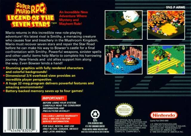 Super Mario RPG: Legend Of The Seven Stars - Nintendo Super Nintendo Entertainment System (SNES) (SquareSoft) video game collectible - Main Image 2