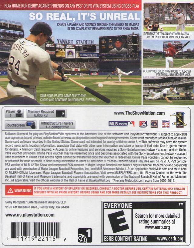 MLB 14 The Show - Sony PlayStation Vita (PS Vita) (San Diego Studio - 1) video game collectible [Barcode 711719221807] - Main Image 2