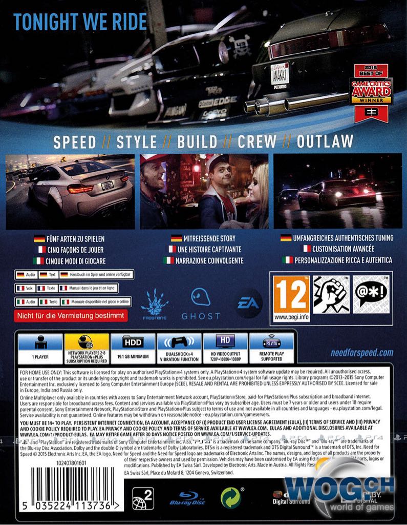 Need For Speed - Sony PlayStation 4 (PS4) ((EA) Electronic Arts) video game collectible - Main Image 2