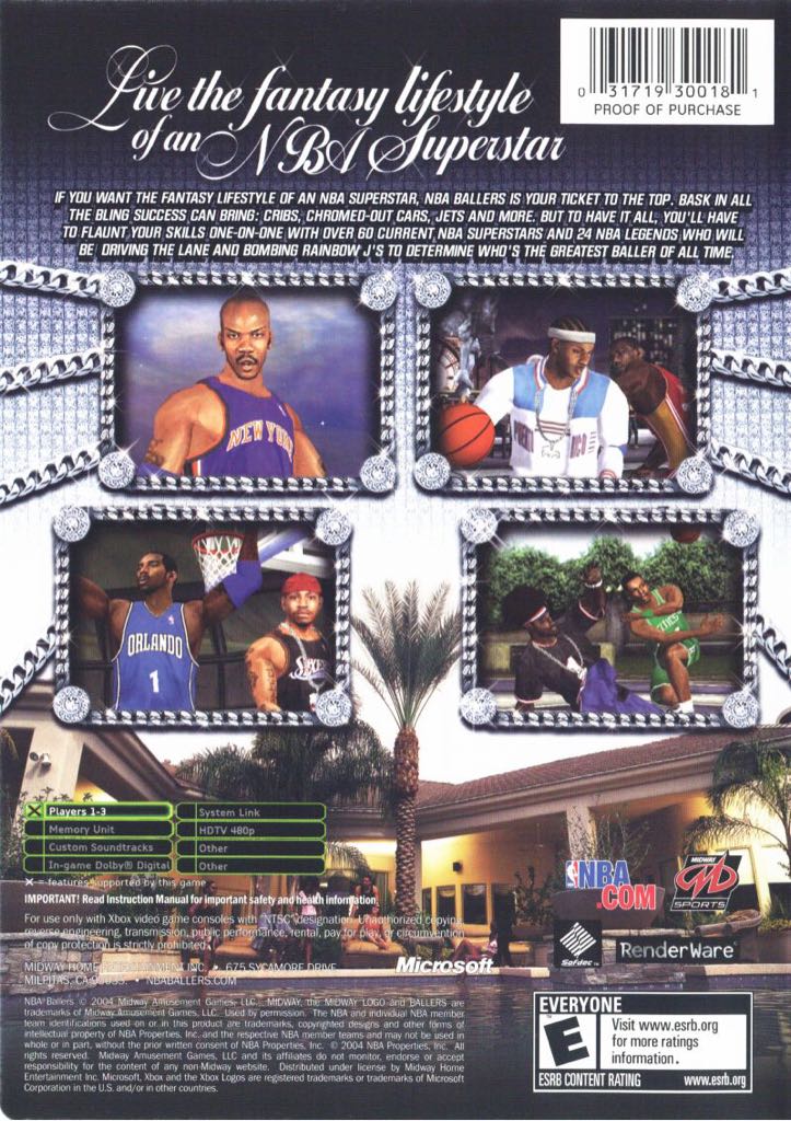 NBA BALLERS - Microsoft Xbox (Midway - 3) video game collectible [Barcode 031719300181] - Main Image 2