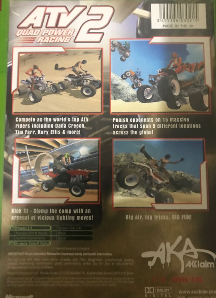ATV Quad Power Racing 2 - Microsoft Xbox (Acclaim Entertainment) video game collectible [Barcode 3455194030215] - Main Image 2
