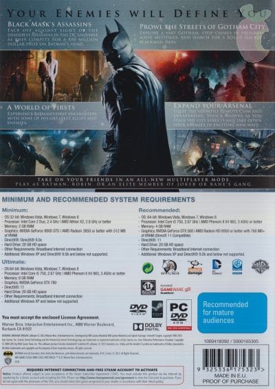 Batman - Arkham Origins - PC (Warner Bros. Interactive Entertainment, Inc.) video game collectible [Barcode 883929319633] - Main Image 2