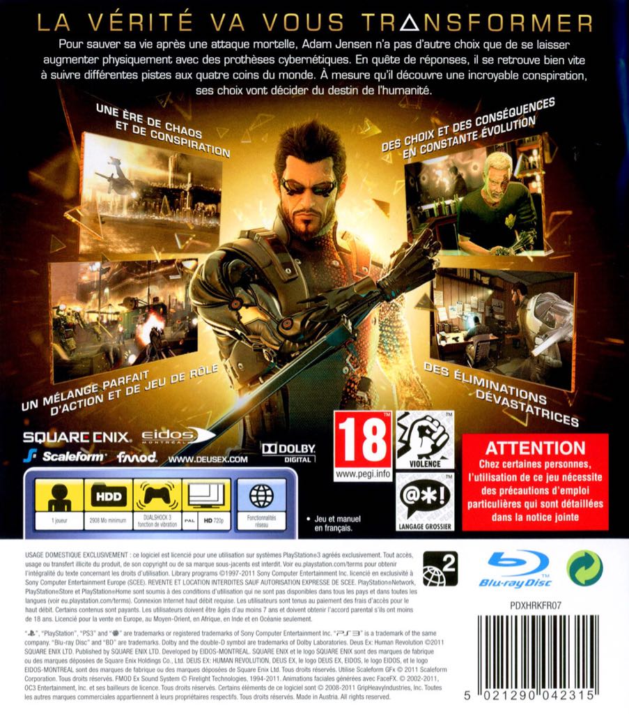Deus Ex : Human Revolution Director’s Cut - Sony PlayStation 3 (PS3) (1) video game collectible [Barcode 5021290058194] - Main Image 2