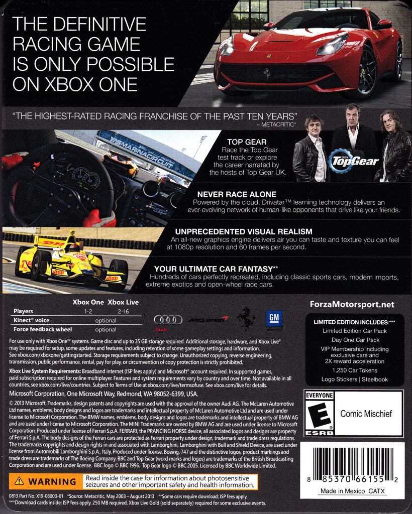 Forza Motorsport 5: Limited Edition - Microsoft Xbox One (Microsoft Studios - 1) video game collectible [Barcode 885370661972] - Main Image 2