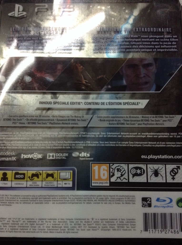 Beyond: Two Souls - Sony PlayStation 3 (PS3) (Sony Computer Entertainement Europe - 1) video game collectible [Barcode 711719274865] - Main Image 2