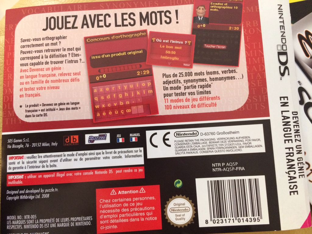 Devenez un genie avec la langue Francaise - Nintendo DS video game collectible [Barcode 8023171014395] - Main Image 2