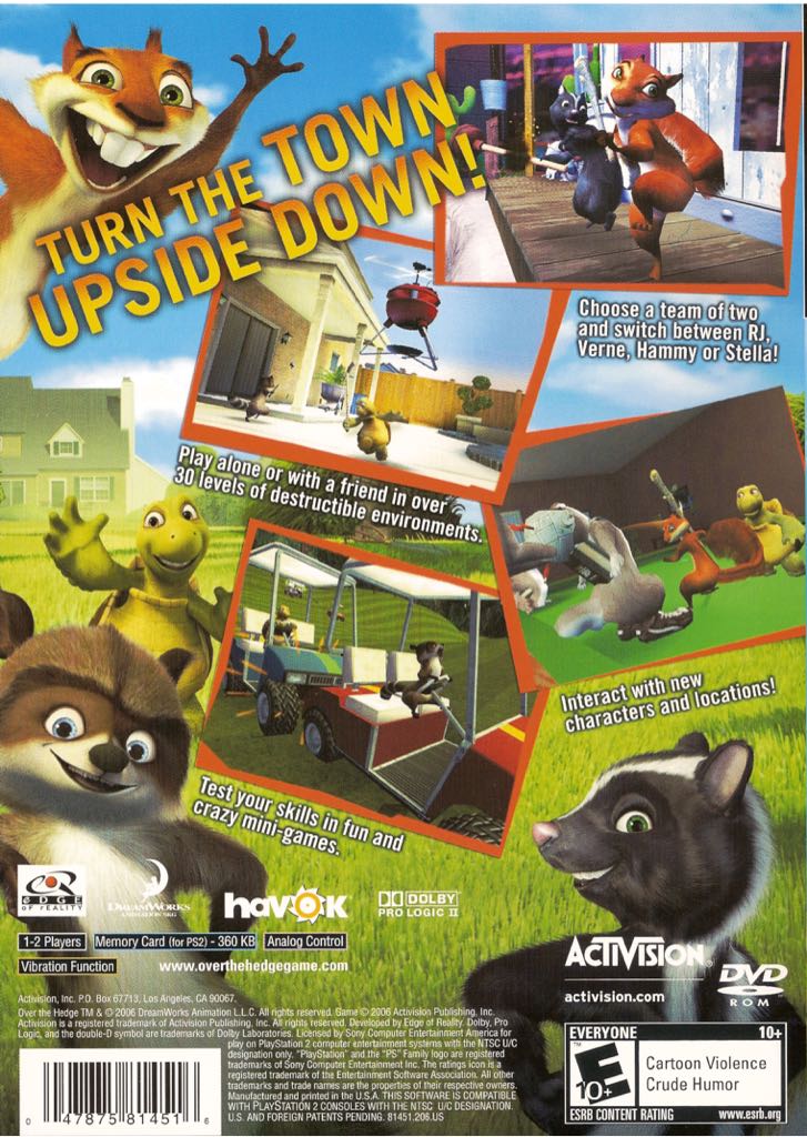 Over the Hedge - Sony PlayStation 2 (PS2) (Activision) video game collectible [Barcode 04781455] - Main Image 2