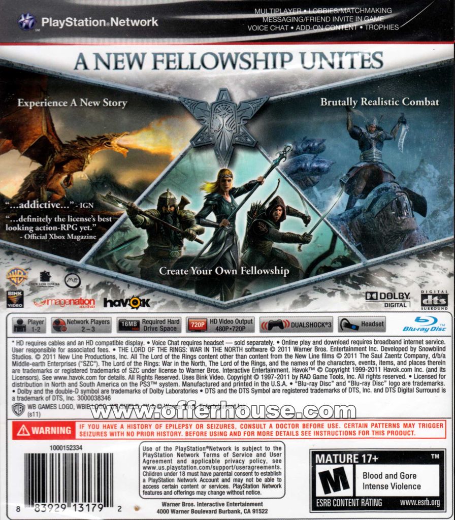The Lord Of The Rings: War In The North - Sony PlayStation 3 (PS3) (Snowblind Studios - 3) video game collectible [Barcode 5051892024457] - Main Image 2