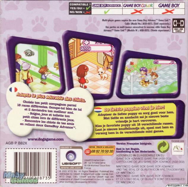 Dogz (Game Boy Advance, 2005) - Nintendo Game Boy Advance (GBA) (Ubisoft - 1) video game collectible [Barcode 008888140917] - Main Image 2