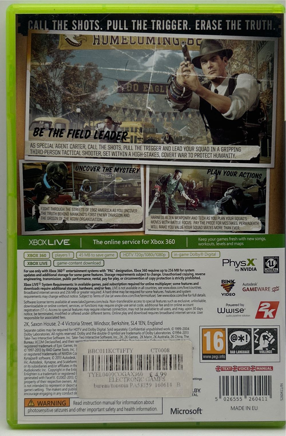 The Bureau: XCOM Declassified - Microsoft Xbox 360 video game collectible [Barcode 5026555260411] - Main Image 2