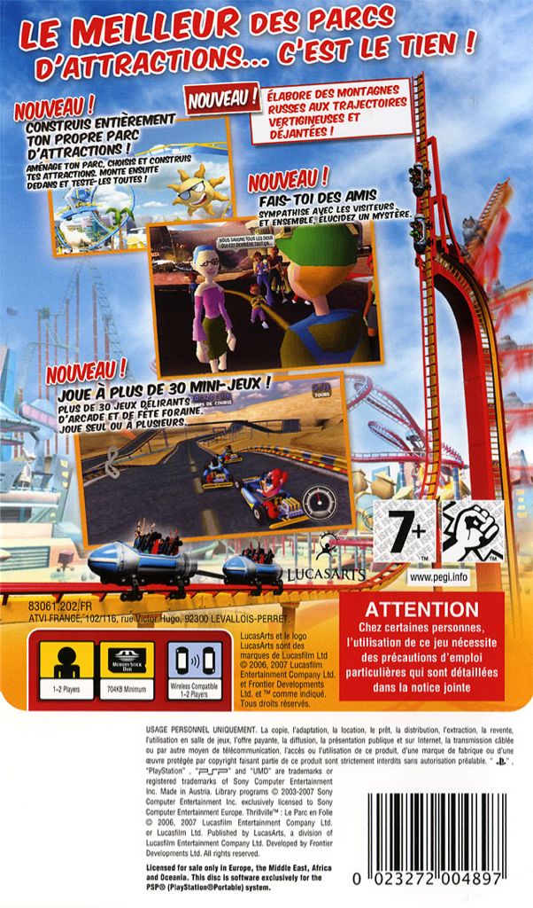 Thrillville: Le Parc en Folie - Sony PlayStation Portable (PSP) (Frontier - 1-2) video game collectible [Barcode 023272004897] - Main Image 2