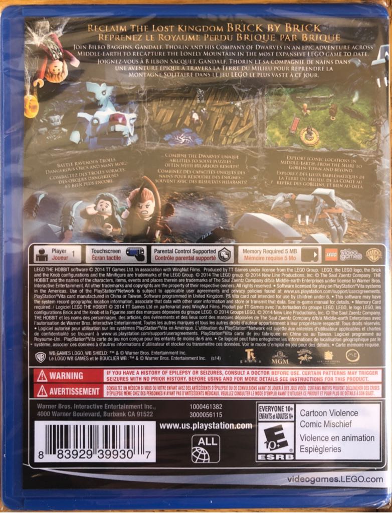 LEGO: The Hobbit - Sony PlayStation Vita (PS Vita) (Warner Brothers Interactive Entertainment - 1) video game collectible [Barcode 883929399307] - Main Image 2