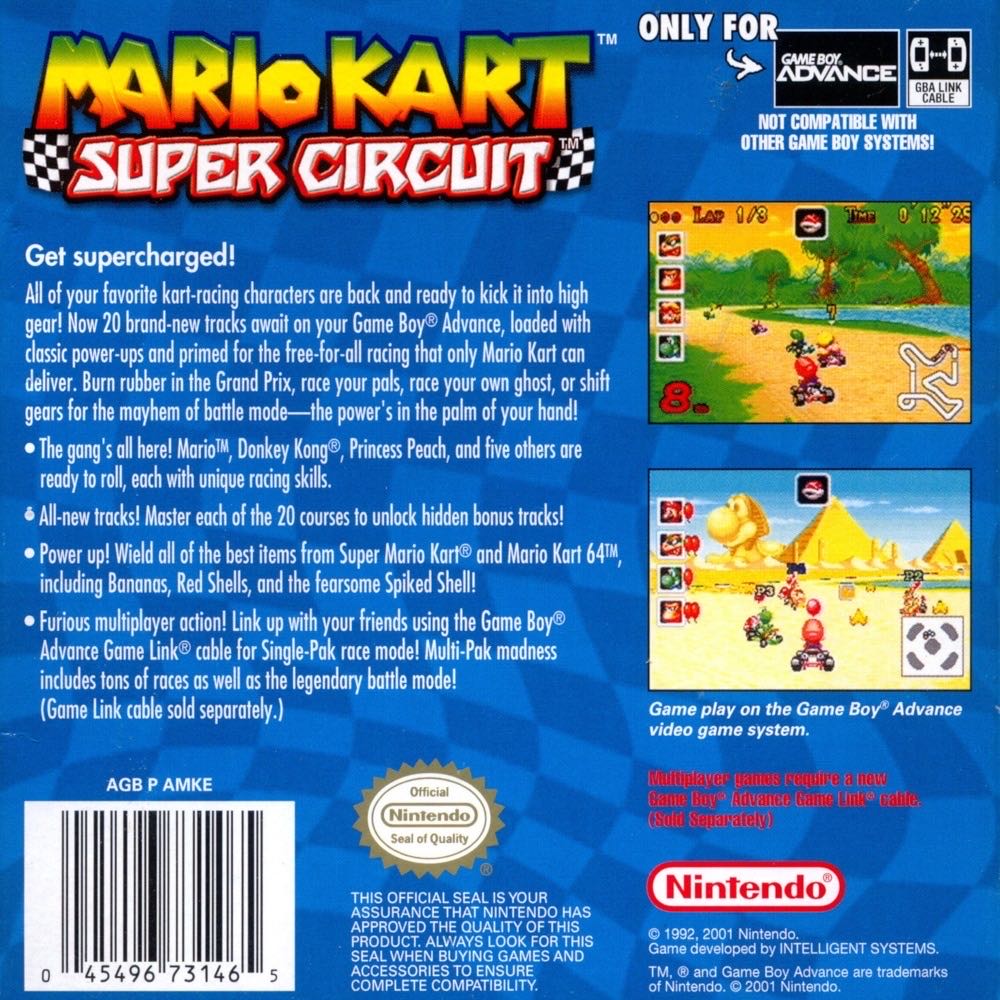 Super Mario Kart - Super Circuit - Nintendo Game Boy Advance (GBA) (Nintendo  - 1) video game collectible - Main Image 2