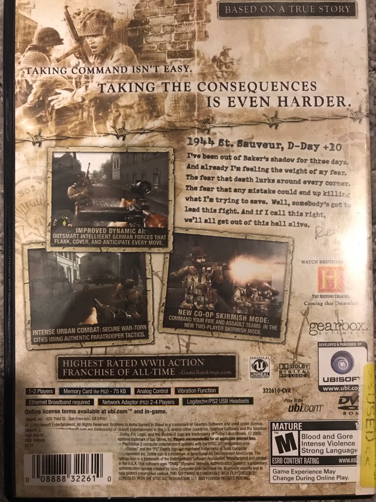 Brothers in Arms: Earned in Blood - Sony PlayStation 2 (PS2) (Ubisoft - 2) video game collectible [Barcode 3307210200563] - Main Image 2