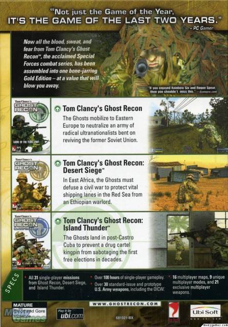 Tom Clancy’s Ghost Recon - Gold Edition - PC (Ubi Soft Entertainment - 1) video game collectible [Barcode 008888681021] - Main Image 2